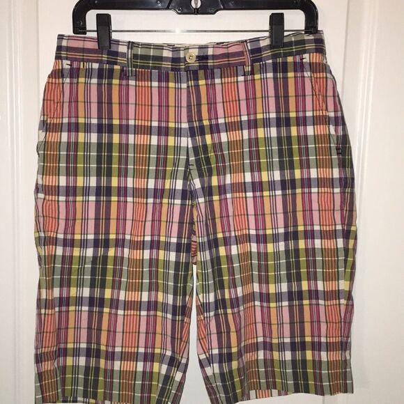 Plaid Rainbow 11” Long Polo Ralph Lauren Cotton summer madras check shorts 30 - Picture 1 of 4